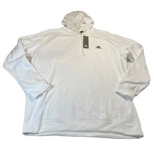 Adidas Hoodie Hoodie Sweatshirt Pullover, DH9005 Men's White 3XL- 3X